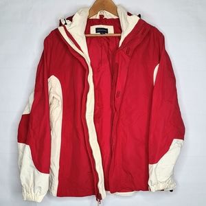 Lands End Size Medium Utility Jacket Red and cream